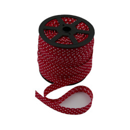 Lamówka bawełniana kropki zaprasowana dwustronnie 18 mm duża szpulka 70 mb